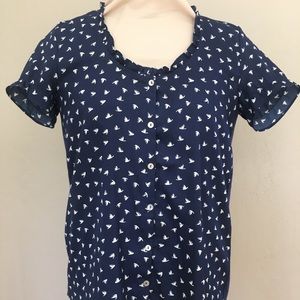 Anthropologie Dolan Navy White Bird Top, XS